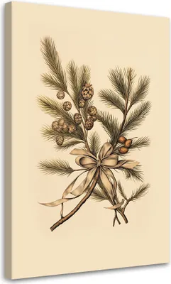 Produktbild von Leinwandbild  Weihnachtszweige 60x90 Feeby Beige bild für die wand bereit zum aufhängen