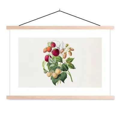 Produktbild von MuchoWow® Textilposter Erdbeere - Obst - Vintage 60x40 cm mit holzfarbenen Rahmen - Bilder