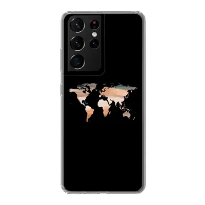 Produktbild von MuchoWow® Handyhülle Schutzhülle Hülle für Samsung Galaxy S21 Ultra Weltkarte - Farbe - Schwarz Silikon Softcase Handy Hülle - Mobiltelefon
