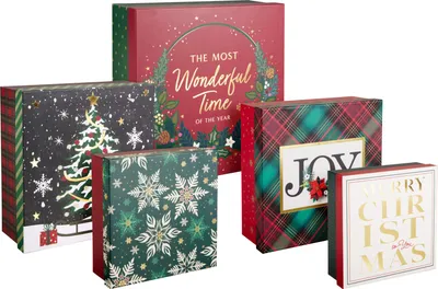 Productafbeelding van Vijf kerstcadeauverpakkingen, 28,5 cm, meerkleurig, H&L