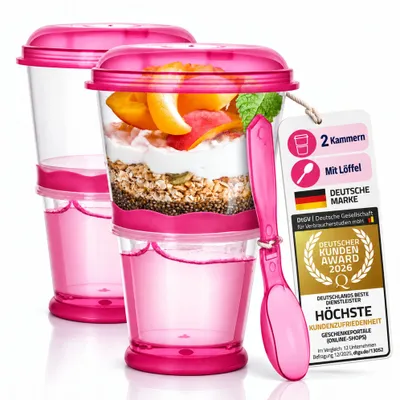 Obrázek produktu pro Müsli 2 Go cup s chlazeným mlékem - červené 2 kusy