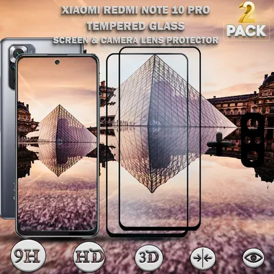 Produktbild von 2-Pack XIAOMI REDMI NOTE 10 PRO Displayschutzfolie und Objektivschutz aus 9H gehärtetem Glas