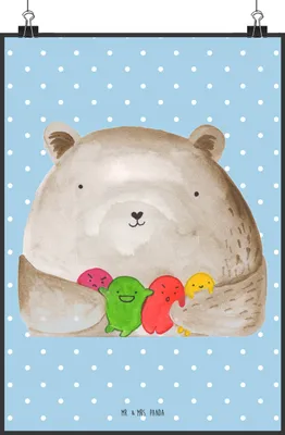 Produktbild von Mr. & Mrs. Panda Bild Bär Gefühl DIN A5 - Blau Pastell - Geschenk, Kunstdruck, Deko, Wandbild, Wahnsinn, Teddy, drucke, wanddeko, Verrückt, Durchgedreht
