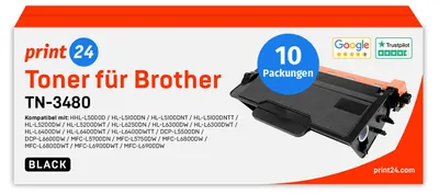 Immagine prodotto di NUOVO: print24 Toner per Brother TN3480, compatibile con Brother DCP 5500, HL-L 5000, MFC-L 5700 e altri, 10 pezzi