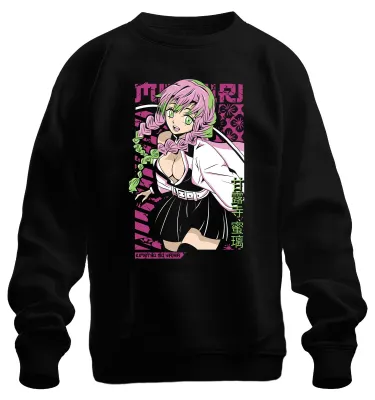 Produktbild von Mitsuri Kanroji Kimetsu no Yaiba kawaii rosa grün Haar Sweatshirt Pullover, Schwarz, L