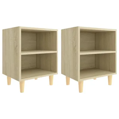 Image de Tables de chevet pieds en bois 2 pcs Chêne sonoma 40x30x50 cm