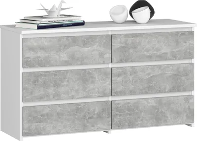 Image de Akord Commode 6 Tiroirs Blanc/Béton 100X35X57