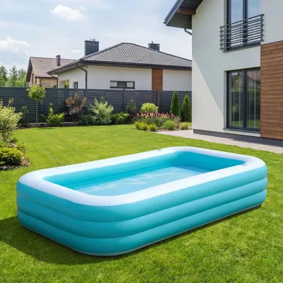 Obrázok produktu pre Nafukovací bazén – Veľký bazén pre dospelých – 330 x 183 x 56 cm – S miestami na sedenie – Odolné PVC – Vhodný do záhrady a na párty