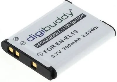 Image de batterie digibuddy compatible avec Nikon EN-EL19 / Sony NP-BJ1 Li-Ion