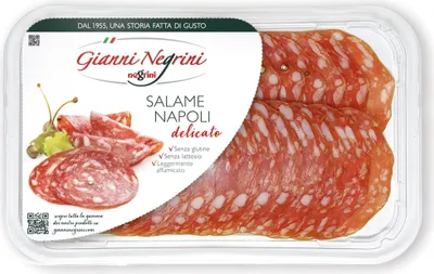 Zdjęcie produktu dla Salami Salame Napoli delicato w plastrach 80g - Gianni Negrini