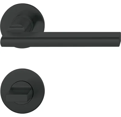 Produktbild von FSB Türbeschlag 1035 | Türgriff auf Flachrosette WC, 38-42 | Aluminium schwarz