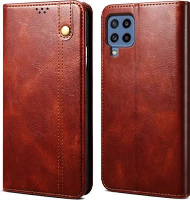 Produktbild von Galaxy A22 4G Hülle, Leder Flip Brieftasche Schutzhülle für Samsung Galaxy M22 / M32 / A22 4G Rot