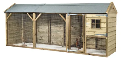Zdjęcie produktu dla Kurnik Fatmoose z wybiegami CosyChicken Cottage z drewna – 363 x 95 x 148 cm