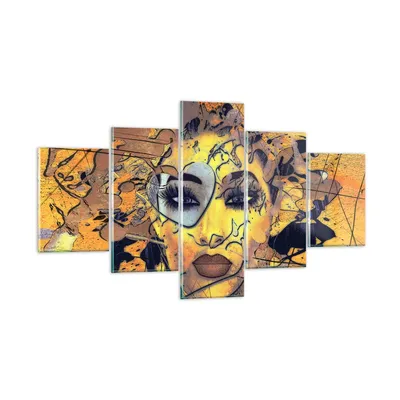 Produktbild von Bilder auf glas - Gesicht Frau - 125x70cm - Glasbilder - Wandbilder - Bilder - Kunstdruck - zum Aufhängen bereit - Wanddekoration aus Glas - Glas Bilder - Wandbild auf Glas - 5 Teile - GEA125x70-3513