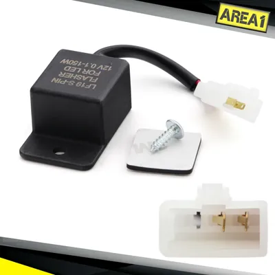 Produktbild von Area1 Motorrad Blinker Relais digital für LED Halogen und Glühbirnen, lastunabhängig 12V 0.1-150W 2 Pin/2 Polig LED Blinkgeber elektronisch