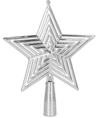 Produktbild von SPRINGOS Christbaumspitze Stern-Spitze 14,5 cm Silberfarbe Kunststoff Weihnachtsbaumschmuck