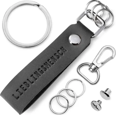 Produktbild von FABACH Leder Schlüsselanhänger mit wechselbarem Schlüsselring in Geschenkbox - Schlüssel Anhänger für Beste Freundin und Partner mit Lieblingsmensch Gravur - Schlüsselband Schlüsselhalter