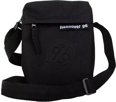 Produktbild von Hannover 96 Stadion Tasche, Schwarz, mit Reißverschlussfächern und Umhängegurt, 12x5x18 cm