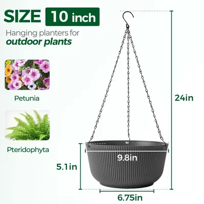 Obrázek produktu pro Omgoods - Sada dvou závěsných květináčů, šedé barvy, o průměru 25 cm