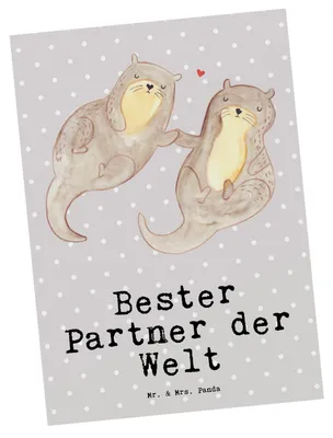 Produktbild von Mr. & Mrs. Panda Postkarte Otter Bester Partner der Welt - Grau Pastell - Geschenk, Motivkarte, Ehefrau, Ansichtskarte, Paar, Geschenkidee, Mann, Liebe, Postkarten, Frau