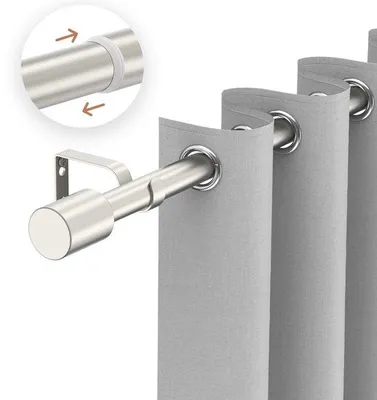Image de Unyqoos® Barre de rideau télescopique réglable, de 183 à 366 cm, en métal nickelé, diamètre 28 mm, kit complet, capacité maximale : 15 kg, longueur 300 cm