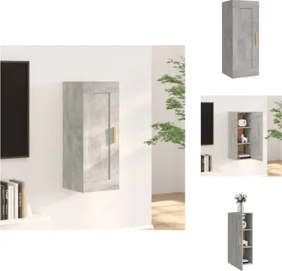 Zdjęcie produktu dla vidaXL Szafka ścienna betonowa szara 35x34x90 cm materiał drewnopochodny - Półki ścienne