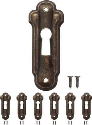 Produktbild von Schlüsselschild Messing Vintage, 6 Stück, 48 x 19 mm, für Möbelrestaurierung