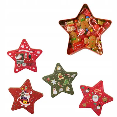 Image de Boîtes de Noël pour biscuits, pain d'épices et bonbons, lot de 4, en métal