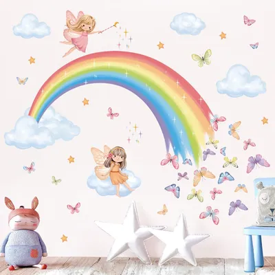 Produktbild von Wandsticker Regenbogen – Wandsticker für Kinder – Wanddekoration für Schlafzimmer – Wanddekoration für Babyzimmer – Wanddekoration für Wohnzimmer – Wasserfest und abnehmbar – Enthält 2 Bögen, jeweils 30 cm x 90 cm