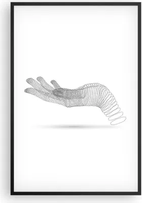 Produktbild von Gerahmtes Poster - Schwarzer Rahmen - Hand Grafik weiß - 61x91,5 cm - Wand Bild - Wanddeko - Wandbilder - Kunstposter - Wandposter - Bilderrahmen - Bilder - Kunstdruck Wanddekoration - P2BPA61x91-4427