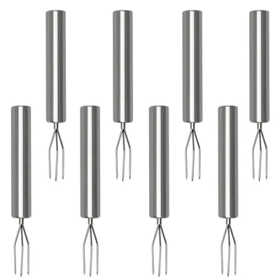 Produktbild von 8er Grillgabel Edelstahl Set, Kartoffel & Maisgabeln, dreizackig, wiederverwendbar als Maisspieß, Schälhilfe