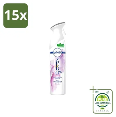 Zdjęcie produktu dla 15 sztuk sprayu do odświeżania powietrza Febreze Zero % - zapach orchidei - 300 ml - opakowanie zbiorcze