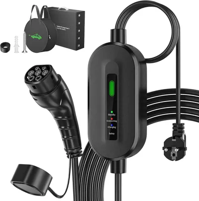 Obrázek produktu pro Nabíjecí kabel Schuko typu 2 pro elektromobily - 16A, 10 metrů, 3,68 kW, jednofázový nabíječ pro elektromobily a plug-in hybridní vozidla, dle normy IEC 62196-2