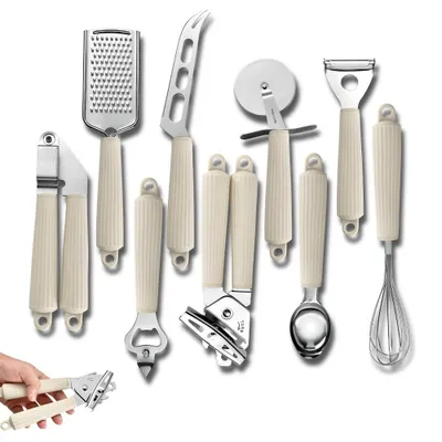 Produktbild von Küchenhelfer Set Edelstahl 9-teilig, Küchenutensilien mit Soft-Touch Griff, Kochbesteck Set, hitzebeständig & langlebig
