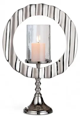 Kandelaar aus Aluminium und Glas, silber, glänzend, Höhe 46 cm