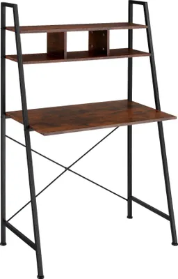 A product shot of a ladder desk with shelves.