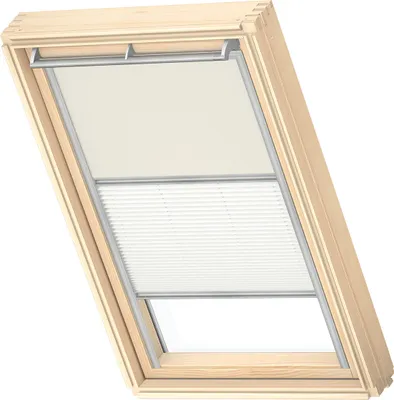 Produktbild von VELUX Original Dachfenster Duo Verdunkelungsrollo für C02, Hellbeige, mit grauer Führungsschiene