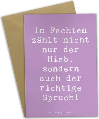 Produktbild von Mr. & Mrs. Panda Beileidskarte Spruch Fechten Spruch - Lavendeltraum - Geschenk, Grußkarten, Sportler Geschenke, Grußkarte, Duell, Teamsport, weihnachtskarten, Sport