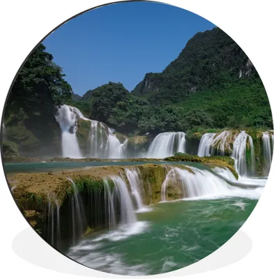 Produktbild von MuchoWow® Aluminium Wandkreis Wasserfälle - Berge - Natur Ø 30 cm Wanddeko Modern Wohnzimmer - Wand Bild - Wohnzimmer - Runde Bilder - Alubilder - Kunst für zu Hause - Aluminium - Wanddekoration