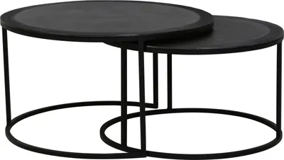Produktbild von Couchtisch S/2 Ø65x37+Ø75x41 cm TALCA Lote Antik Edge