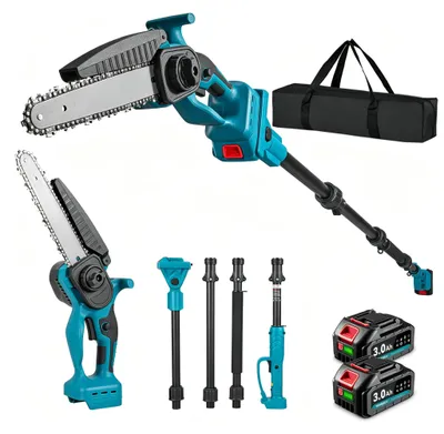 Imagen del producto de Motosierra telescópica 2 en 1, con barra extensible de 2,4 metros, ligera, ideal para el cuidado del jardín