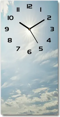 Produktbild von Wanduhr aus Glas – 30x60 cm - Glasbild - Glasuhr - Gehärtetes Glas -Sonne im Himmel