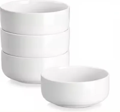 Immagine prodotto di Servizio da tavola Majestic - 4 pezzi - 4 persone - Vetroceramica bianca - Piatti per la cena, piatti per la colazione e ciotole - Design elegante