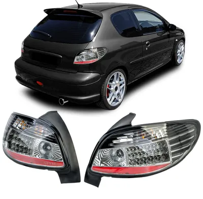 Für Peugeot 206 Schrägheck 3 + 5 Türer 1998-09 LED Rückleuchten Klarglas Schwarz in der Farbe Schwarz von Carparts-Online GmbH