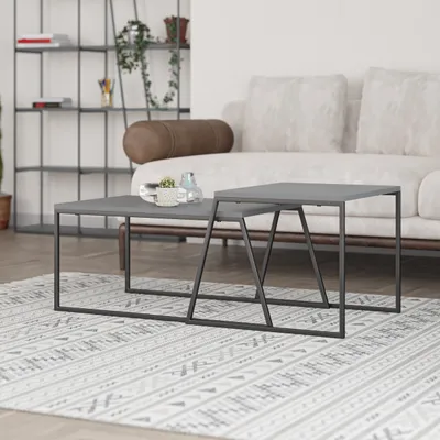 Produktbild von Decortie Couchtisch Pal (2er-Set), moderner Couchtisch,Anthrazit  88 x 50 x 38 cm