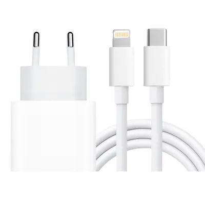 Produktbild von USB-C Ladegerät 20W + 1m iPhone Lightning Ladekabel – Schnellladegerät mit Ladekabel für iPhone 5 bis 14 Pro Max, iPad, iPod & AirPods