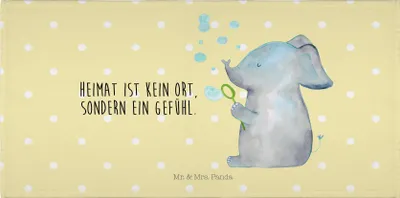 Produktbild von Mr. & Mrs. Panda Handtuch Elefant Seifenblasen - Gelb Pastell - Geschenk, Lustige Sprüche, baumwolle, Frotteehandtuch, 50x100, Liebesspruch, Heimat, Liebe, Elefanten