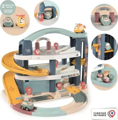 Produktbild von Smoby Little Garage, 3 Ebenen, Mit Aufzug, Waschanlage, Inklusive Auto und Hubschrauber, Ab 18 Monaten