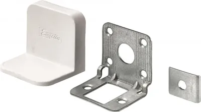 Produktbild von Hettich Schranksicherung mit weißer Abdeckung verzinkt 45 x 35 mm