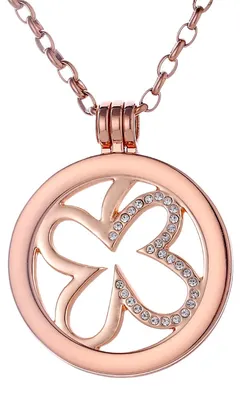 Produktbild von Morella Damen Halskette roségold 70 cm Edelstahl mit Anhänger und Coin 33 mm Kleeblatt in Schmuckbeutel